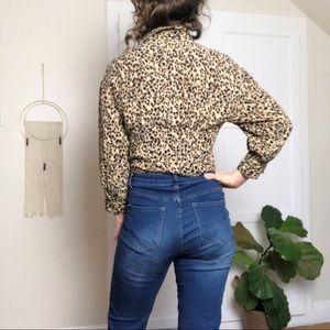 Zara trf Leopard Print Crop Top Button Up XS
